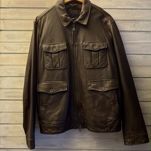 Men’s Banana Republic brown genuine leather jacket size XL excellent condition